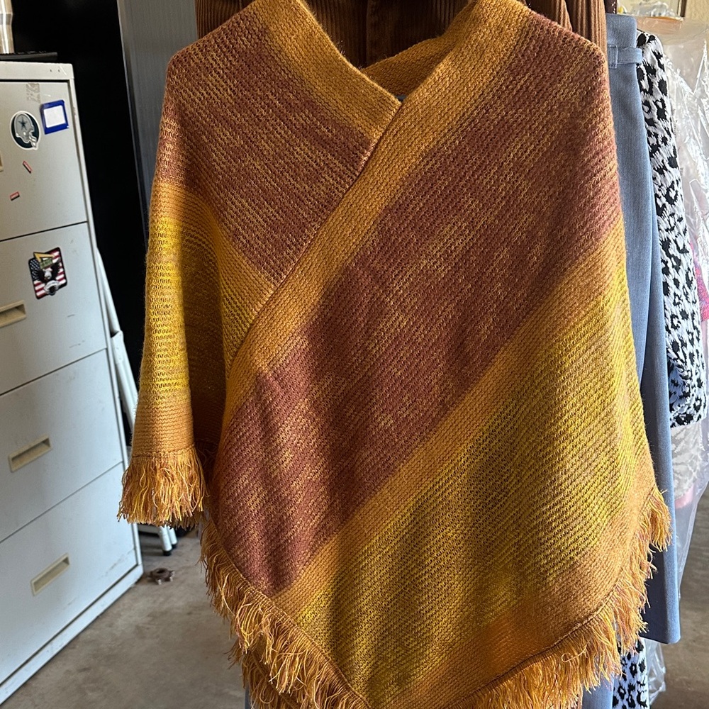Chic Yellow and Brown Women's Poncho